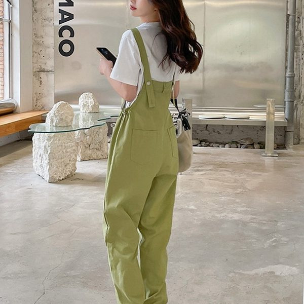 Salopeta larga dama in culoarea verde si bej