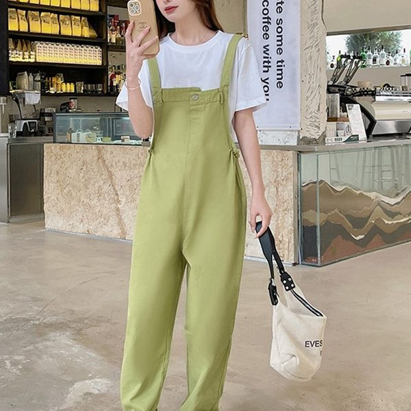 Salopeta larga dama in culoarea verde si bej