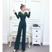Ženski ležerni kombinezon sa širokim nogavicama visokog struka
