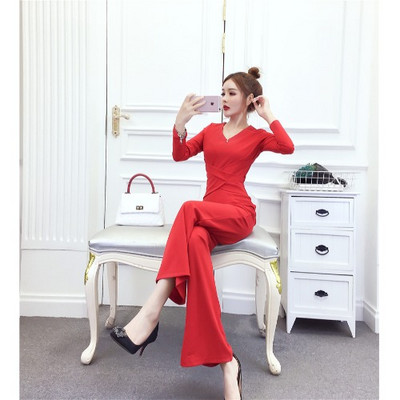 Ženski ležerni kombinezon sa širokim nogavicama visokog struka