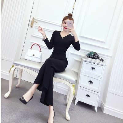 Ženski ležerni kombinezon sa širokim nogavicama visokog struka