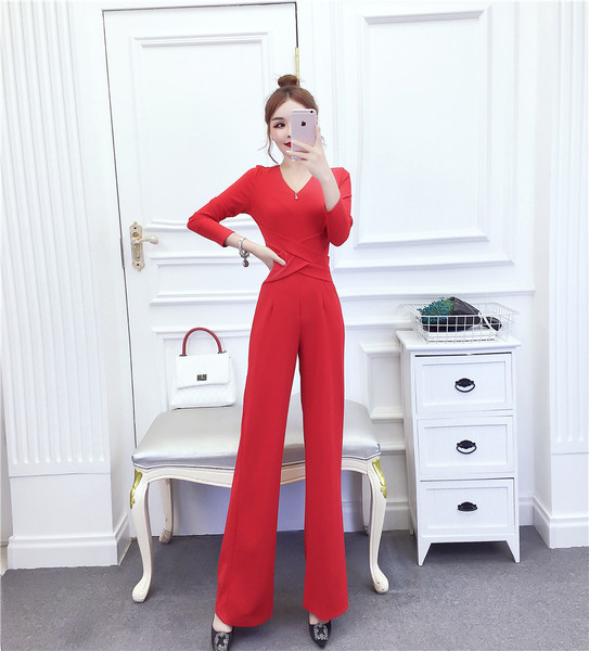 Ženski ležerni kombinezon sa širokim nogavicama visokog struka