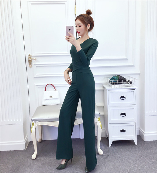 Ženski ležerni kombinezon sa širokim nogavicama visokog struka