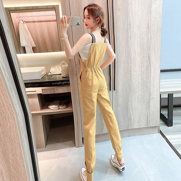 Νέο μοντέλο γυναικεία ολόσωμη φόρμα με τσέπη - μαύρο και κίτρινο χρώμα