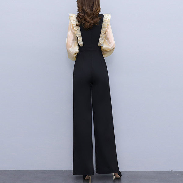 Naiste kõrge vöökohaga lai puhvis varrukatega trikoo