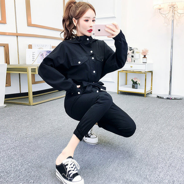 Casual γυναικεία ολόσωμη φόρμα με ζώνη