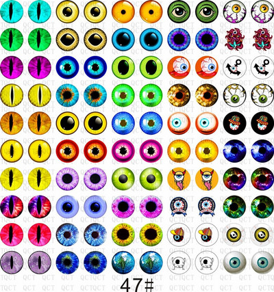 50 gb. Stikla acis šūšanai, lellēm, amatniecībai, piederumiem, kaķu acīm, pūķa dinozauru acīm, apaļš kabošons