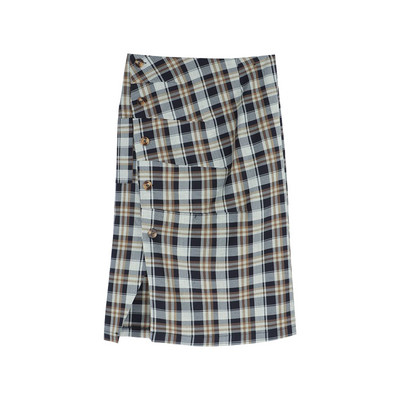 Set dama din doua piese - bluza cu fusta in carouri