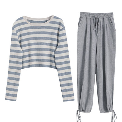 Casual σετ  - ριγέ μπλούζα με παντελόνι