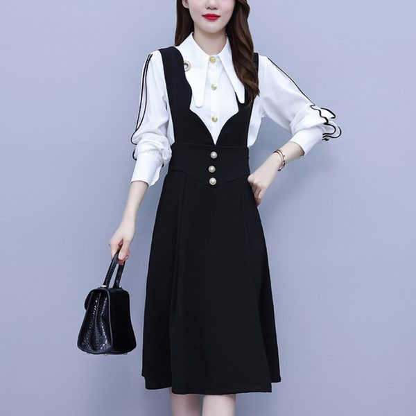 Μοντέρνο σετ γυναικείο φόρεμα και πουκάμισο