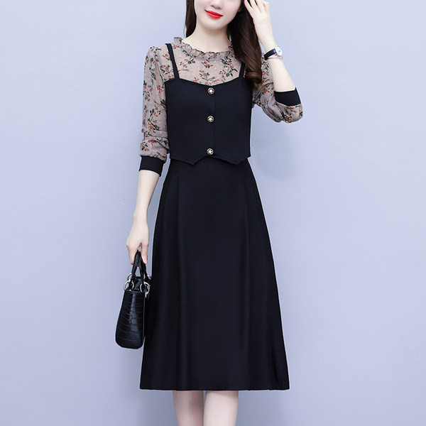 Ženski komplet dvodijelna haljina i bluza sa cvjetnim motivima