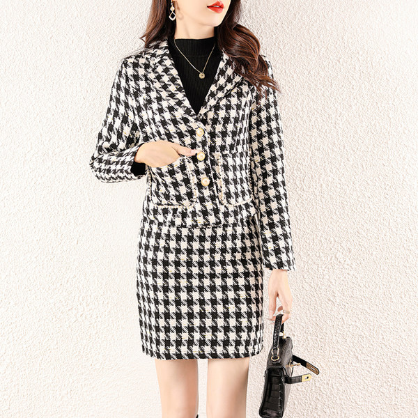 Ženski karirani komplet na kopčanje