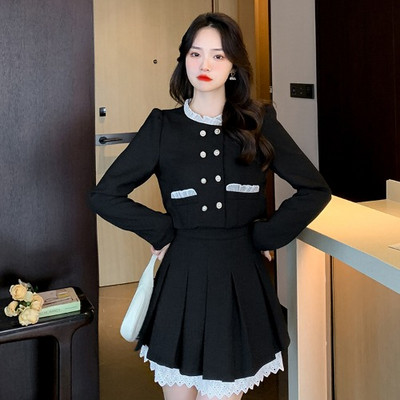 Γυναικείο κοστούμι φθινοπώρου-χειμώνα - σακάκι και πλισέ φούστα