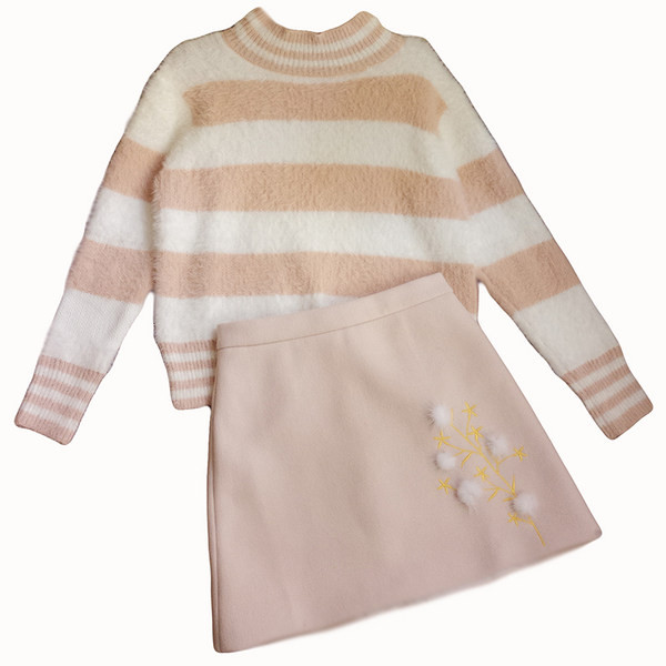 Ženski dvodijelni komplet jesen-zima - pulover i suknja