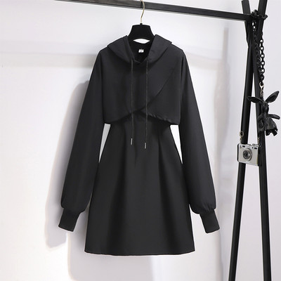 Dvodijelni ženski set haljina i štrample s kapuljačom i vezicama