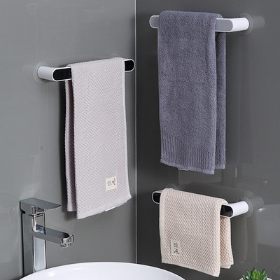 Towel Holder Rack Free Punching Toilet Bathroom Suction Cup Hook   Shelf Wall-mounted  Bar Finishing