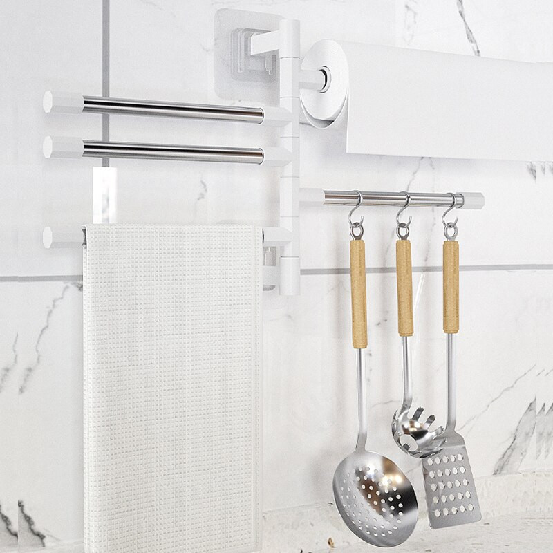 Περιστρεφόμενη κρεμάστρα αποθήκευσης πετσετών χωρίς διάτρηση ράφι από ανοξείδωτο χάλυβα Κρεμαστά ράφια τοίχου βεντούζα Βεντούζα πετσέτα οργάνωσης μπάνιου