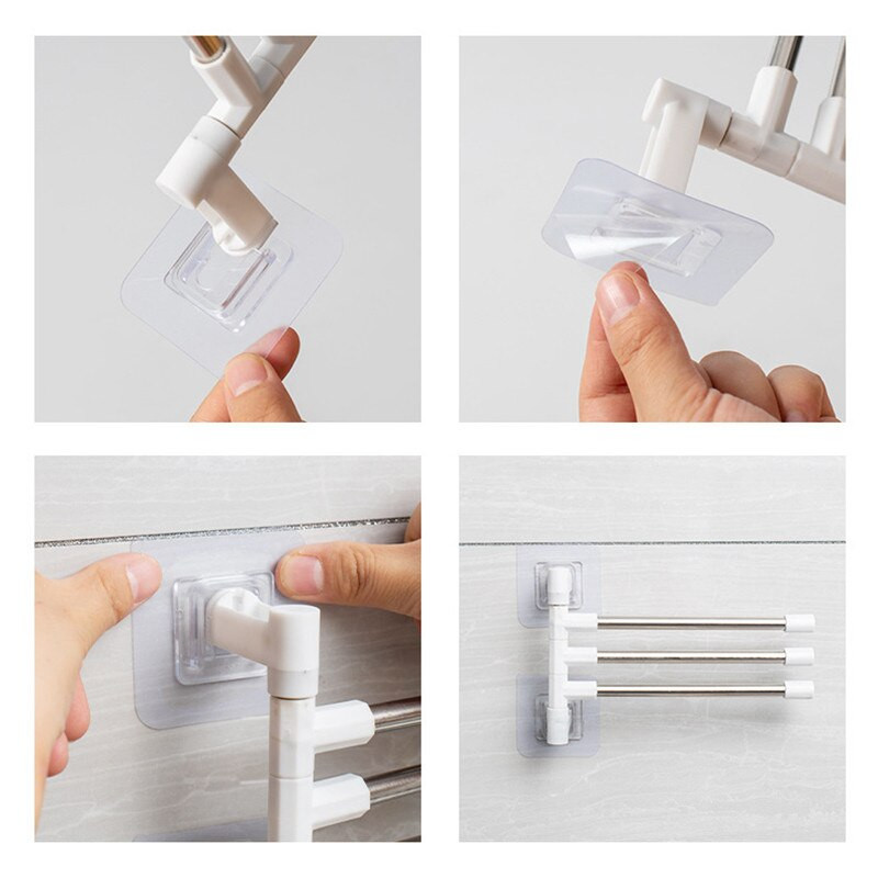 Περιστρεφόμενη κρεμάστρα αποθήκευσης πετσετών χωρίς διάτρηση ράφι από ανοξείδωτο χάλυβα Κρεμαστά ράφια τοίχου βεντούζα Βεντούζα πετσέτα οργάνωσης μπάνιου