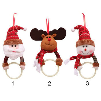 WBBOOMING Χριστουγεννιάτικο Μπαρ για Κρεμαστές Πετσέτες 2020 Πρωτοχρονιά Santa Claus Elk Rag Κρεμαστό Δαχτυλίδι για Πετσέτες Βάση Διακόσμηση σπιτιού Κουζίνα