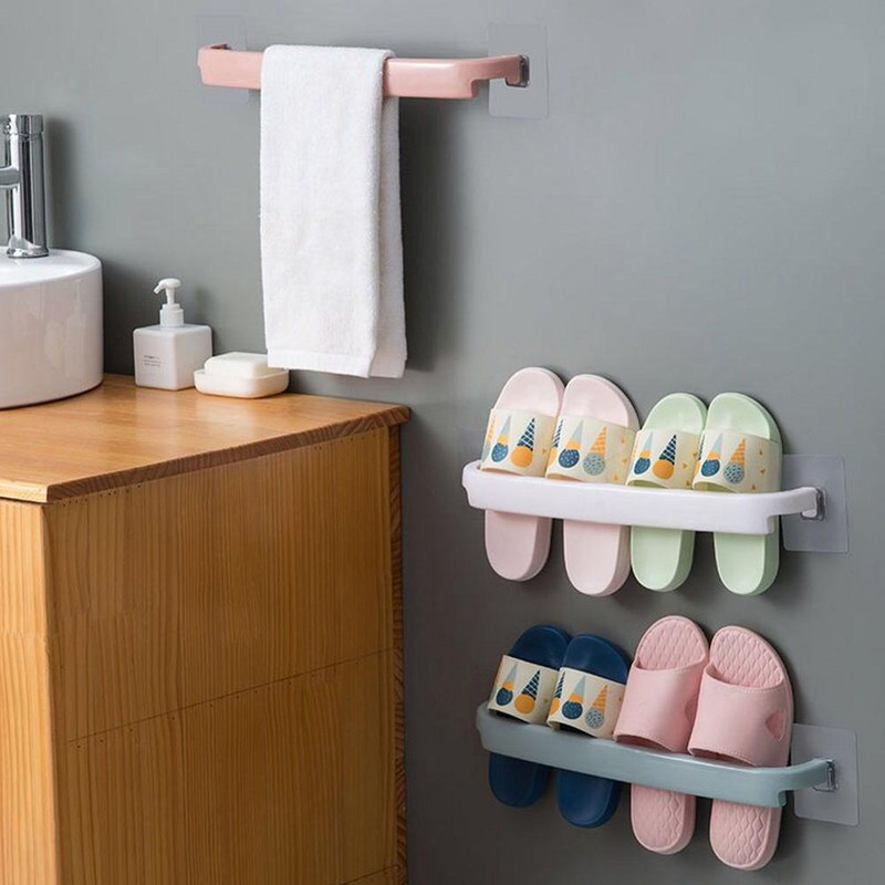 Suport autoadeziv pentru prosoape Suport pentru prosoape montat pe perete Raft pentru bară pentru prosoape Suport rola Cârlig pentru agățat Organizator pentru baie