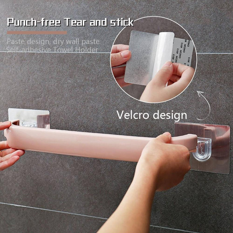 Suport autoadeziv pentru prosoape Suport pentru prosoape montat pe perete Raft pentru bară pentru prosoape Suport rola Cârlig pentru agățat Organizator pentru baie