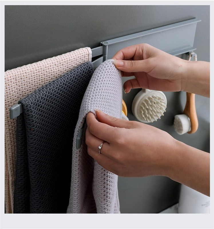 Punch-Freepaste Vannitoa pöörlev rätik Multifunktsionaalne seinale kinnitatav käterätikuhoidja Köögis hoiustamisrest vannitoavarustus