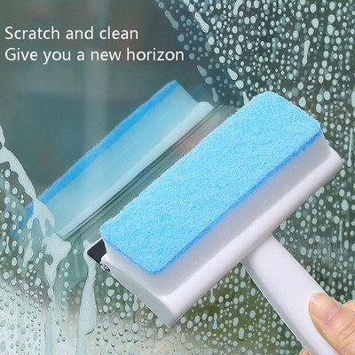New Magic Window Glass Cleaning Brush Double-Sided Sponge Wiper Scraper Bathroom Wall Shower Squeegee Mirror Scrubber Tools