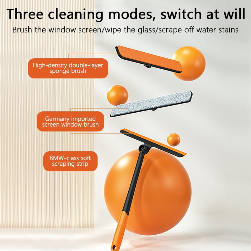 Καθαριστικό τζαμιών 3 σε 1 Περιστρεφόμενο εργαλείο καθαρισμού παραθύρων TPR Scraper for Glass Magic Glass Cleaner Μάκτρο υαλοκαθαριστήρα παραθύρων