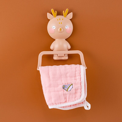 Suport pentru prosoape cu animale din desene animate montat pe perete Toaletă pentru baie Suport pentru prosoape pentru agățat pe perete Leu Cerb Organizator pentru tavă de depozitare pentru săpun