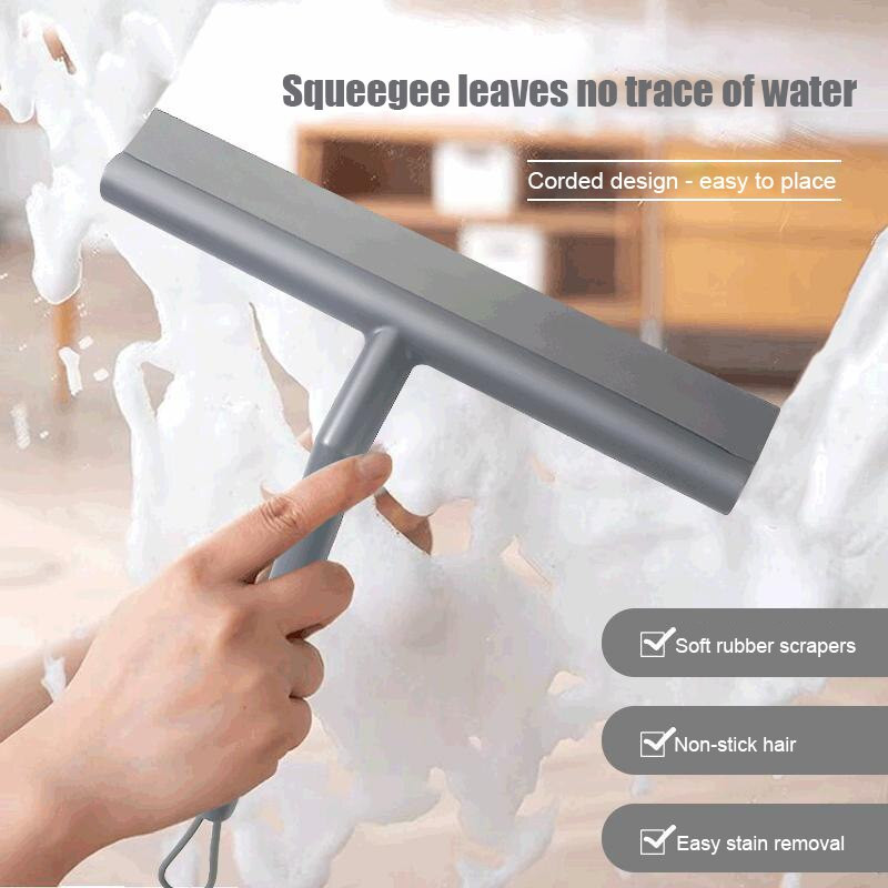 Silikoninis langų dušo valytuvas Stiklo plovimo šepetėlis langų valiklis Vonios veidrodis Valytuvo grandiklis su laikikliu Langams plauti