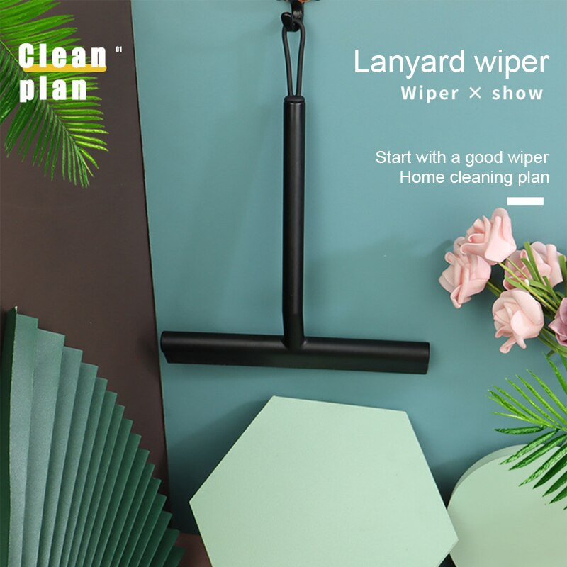 Silikoninis langų dušo valytuvas Stiklo plovimo šepetėlis langų valiklis Vonios veidrodis Valytuvo grandiklis su laikikliu Langams plauti