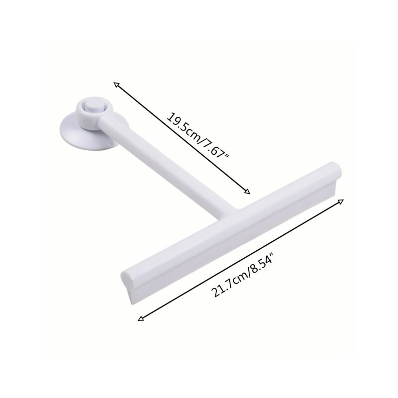  Viacúčelová stierka na vodu na sklo sprchových dverí do auta, odolná stierka na okná, s prísavným hákom, biela/sivá