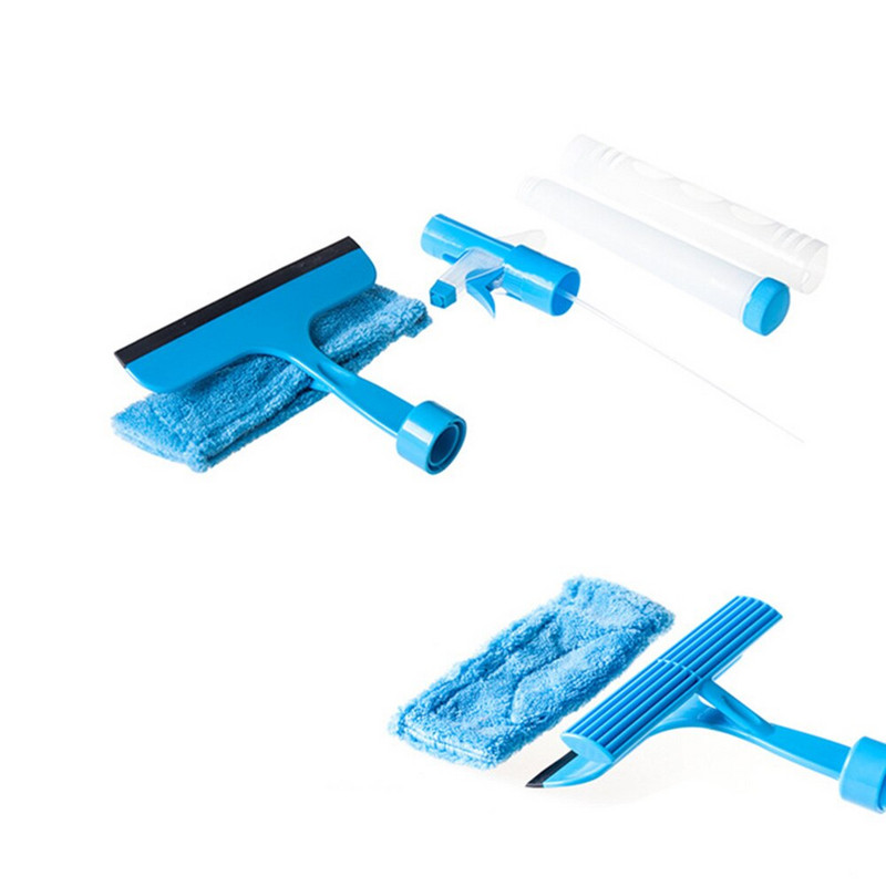 Εργαλείο καθαρισμού τζαμιών παραθύρων Διπλής όψης Ράβδος αποσυναρμολόγησης Καθαριστικό τζαμιών Ξύστρα Σφουγγαρίστρα Μάκτρο καθαριστή με μπουκάλι ψεκασμού νερού Νέο