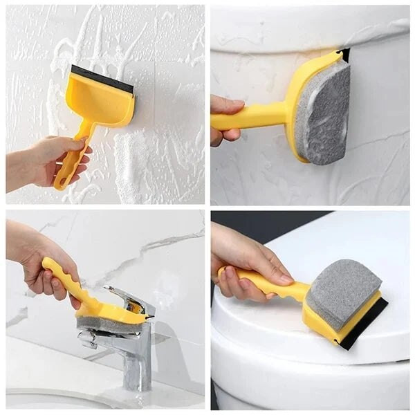 Perie de curățare a geamurilor cu două fețe, multifuncțională, baie, toaletă, bucătărie, pereți de curățare, burete, baie, instrumente de curățare ceramică