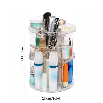 Τραπεζάκι μπουντουάρ Κουτί αποθήκευσης περιστροφής 360 μοιρών Skincare Rack Fashion Acrylic Organizer μακιγιάζ για θήκη καλλυντικών κραγιόν