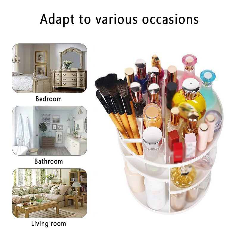 Τραπεζάκι μπουντουάρ Κουτί αποθήκευσης περιστροφής 360 μοιρών Skincare Rack Fashion Acrylic Organizer μακιγιάζ για θήκη καλλυντικών κραγιόν