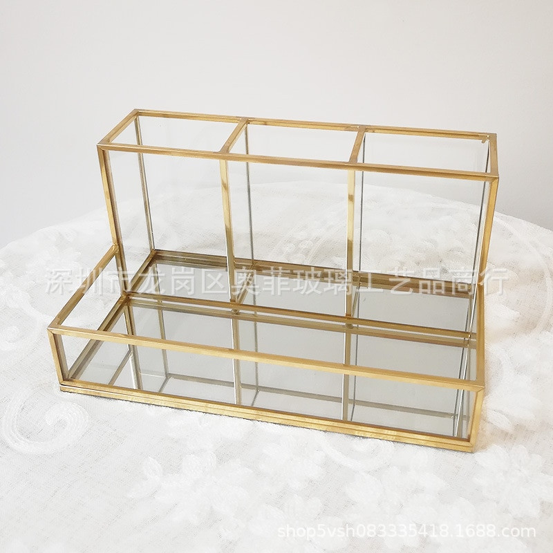 Suport pentru pensule de machiaj din sticlă transparentă Carcasă de depozitare pentru cosmetice Suport pentru ruj Organizator de birou Organizator pentru machiaj cosmetic Instrumente de machiaj