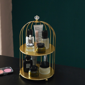 Makeup Organizer Κραγιόν καλλυντικών κουτί αποθήκευσης Nordic Style Iron Bird Cage Προϊόντα περιποίησης δέρματος Τραπέζι ράφι Θήκη για ράφι αρωμάτων