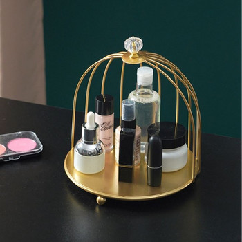 Makeup Organizer Κραγιόν καλλυντικών κουτί αποθήκευσης Nordic Style Iron Bird Cage Προϊόντα περιποίησης δέρματος Τραπέζι ράφι Θήκη για ράφι αρωμάτων