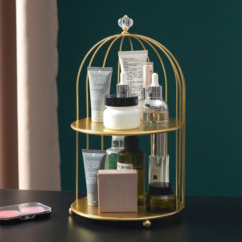 Meigikorraldaja Huulepulk Kosmeetika Säilituskarp Nordic Style Iron Bird Cage Nahahooldustooted Riiulilaud Parfüümiriiuli hoidik