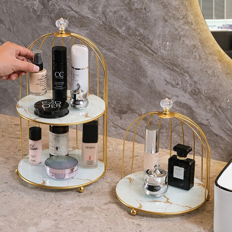 Organizator de machiaj Suport baie cutie de depozitare cosmetice Decorare Bijuterii de birou Ruj Produse de îngrijire a pielii Suport cușcă pentru păsări de fier