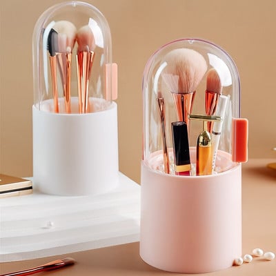 2022 Lady`s Cosmetic Storage Case Make Up Brush Storage Box Εργαλείο Μακιγιάζ Στυλό Βερνίκι νυχιών Διαφανές με κάλυμμα οργάνωσης κάδος