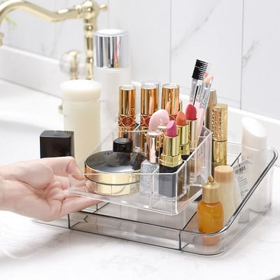 Organizer Makeup for Cosmetic Transparent Cosmetic Storage Box Organizer Desktop Lipstick Βερνίκι νυχιών Δοχείο συρτάρι μακιγιάζ