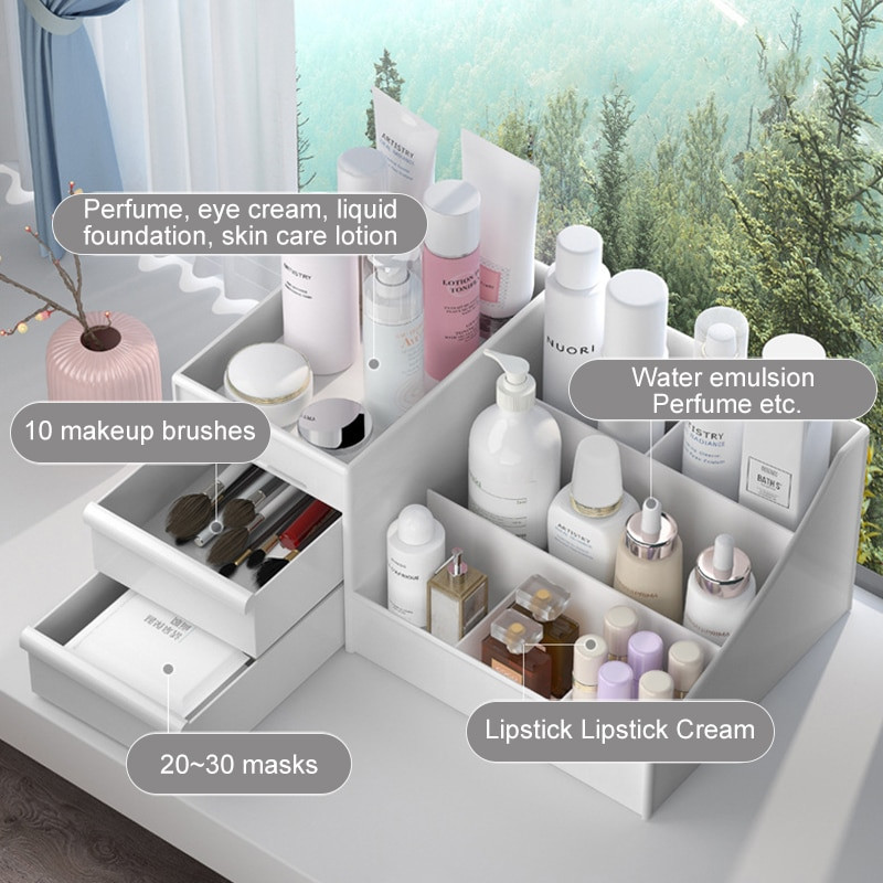 Cutie de depozitare pentru cosmetice de mare capacitate Organizator de machiaj de birou pentru bijuterii cosmetice Container sertar pentru lac de unghii