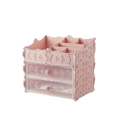 Cutie de depozitare comestică din plastic cu 2/3 straturi Organizator de machiaj Cutie de depozitare perie Cutie pentru bijuterii Suport articole diverse Cutie organizatoare de bijuterii