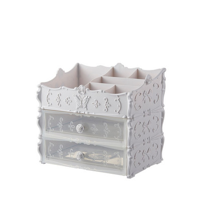 Cutie de depozitare comestică din plastic cu 2/3 straturi Organizator de machiaj Cutie de depozitare perie Cutie pentru bijuterii Suport articole diverse Cutie organizatoare de bijuterii