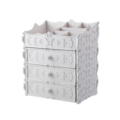 Cutie de depozitare comestică din plastic cu 2/3 straturi Organizator de machiaj Cutie de depozitare perie Cutie pentru bijuterii Suport articole diverse Cutie organizatoare de bijuterii