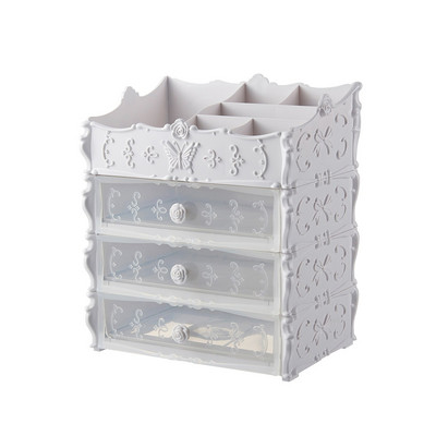 Cutie de depozitare comestică din plastic cu 2/3 straturi Organizator de machiaj Cutie de depozitare perie Cutie pentru bijuterii Suport articole diverse Cutie organizatoare de bijuterii
