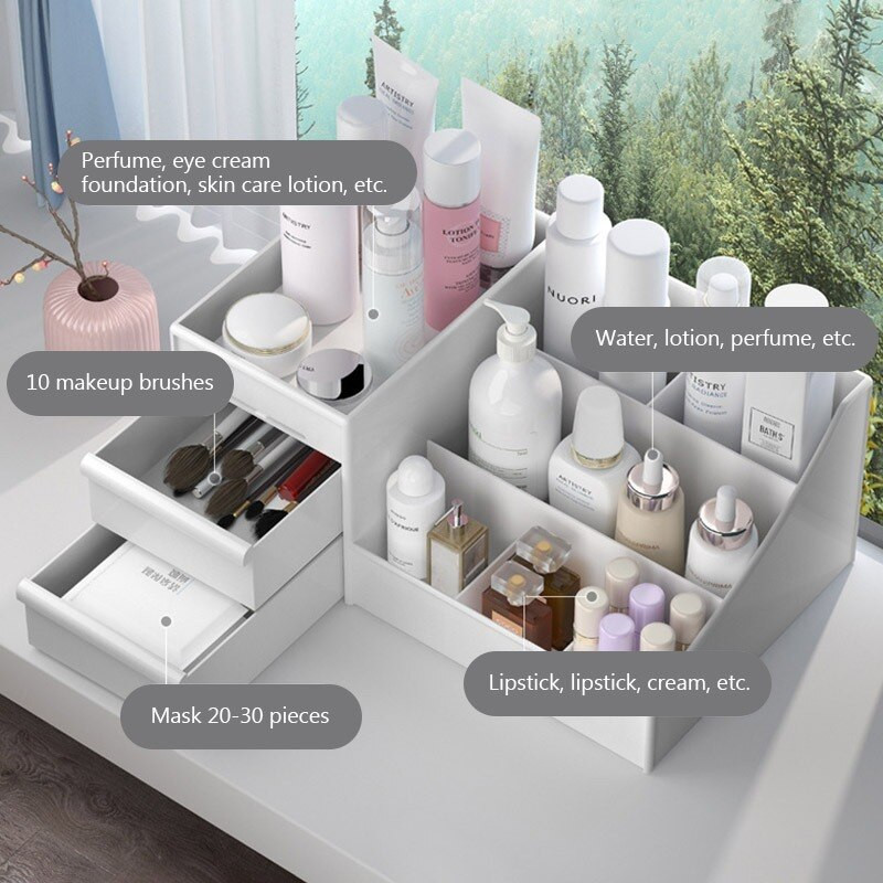 Didelės talpos kosmetikos laikymo dėžutės makiažo laikiklis darbastalio papuošalų nagų lako makiažo stalčiaus talpykla