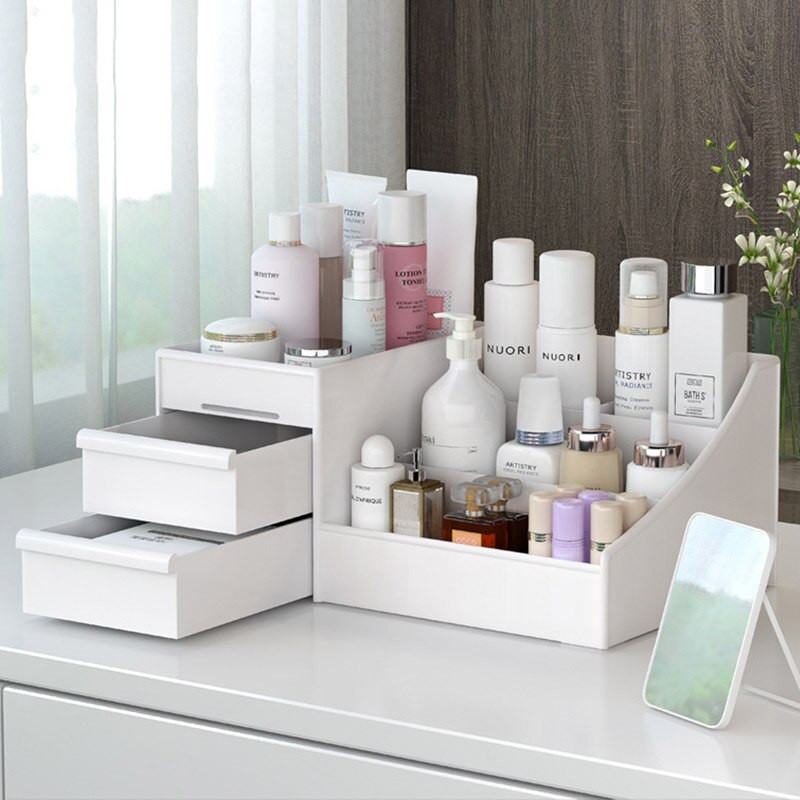 Didelės talpos kosmetikos laikymo dėžutės makiažo laikiklis darbastalio papuošalų nagų lako makiažo stalčiaus talpykla